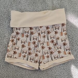 Beige and Brown Patterned Baby Shorts